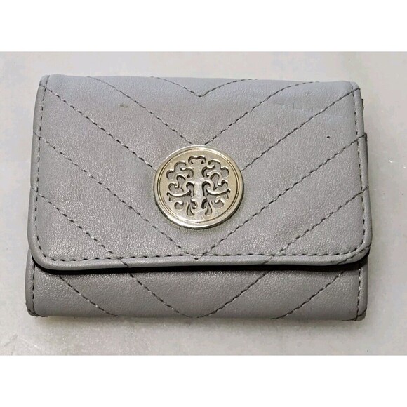 DASEIN WOMENS FASHION CLUTCH ZIP AROUND EMBLEM LONG WALLET, PEWTER - Picture 2 of 8